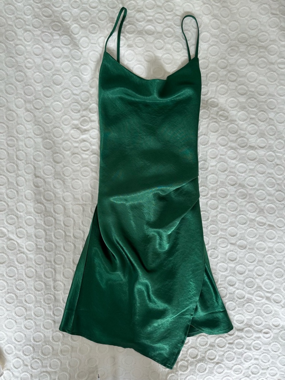 Emerald Slip Midi Dress with Spaghetti Straps